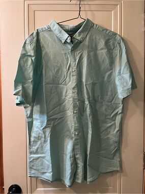 Men's Short-Sleeve Button-Down Shirt - Light Teal